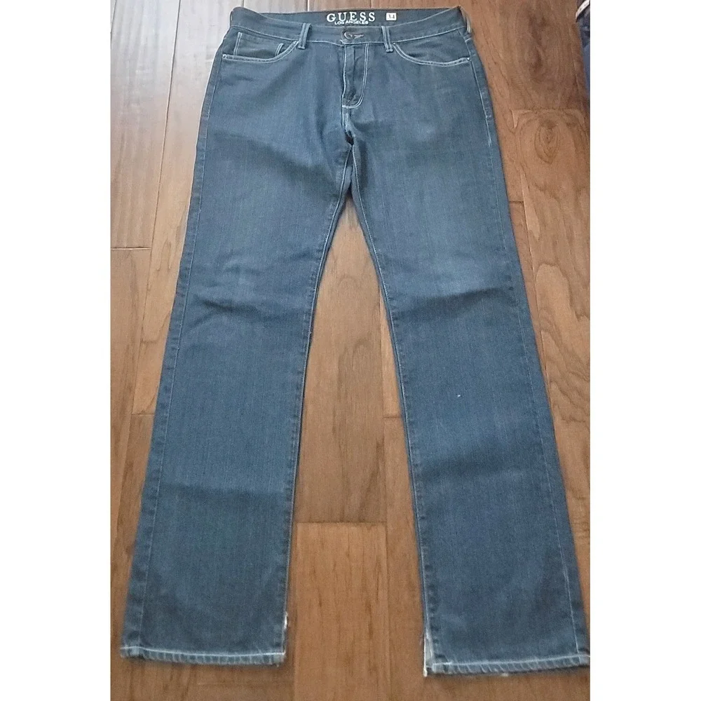 Guess Men's Sz 34x32‎ Blue Lincoln Slim Straight Fit Stretch Denim Jeans